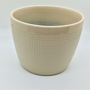 Thick plastic taupe / light tan cache pot planter